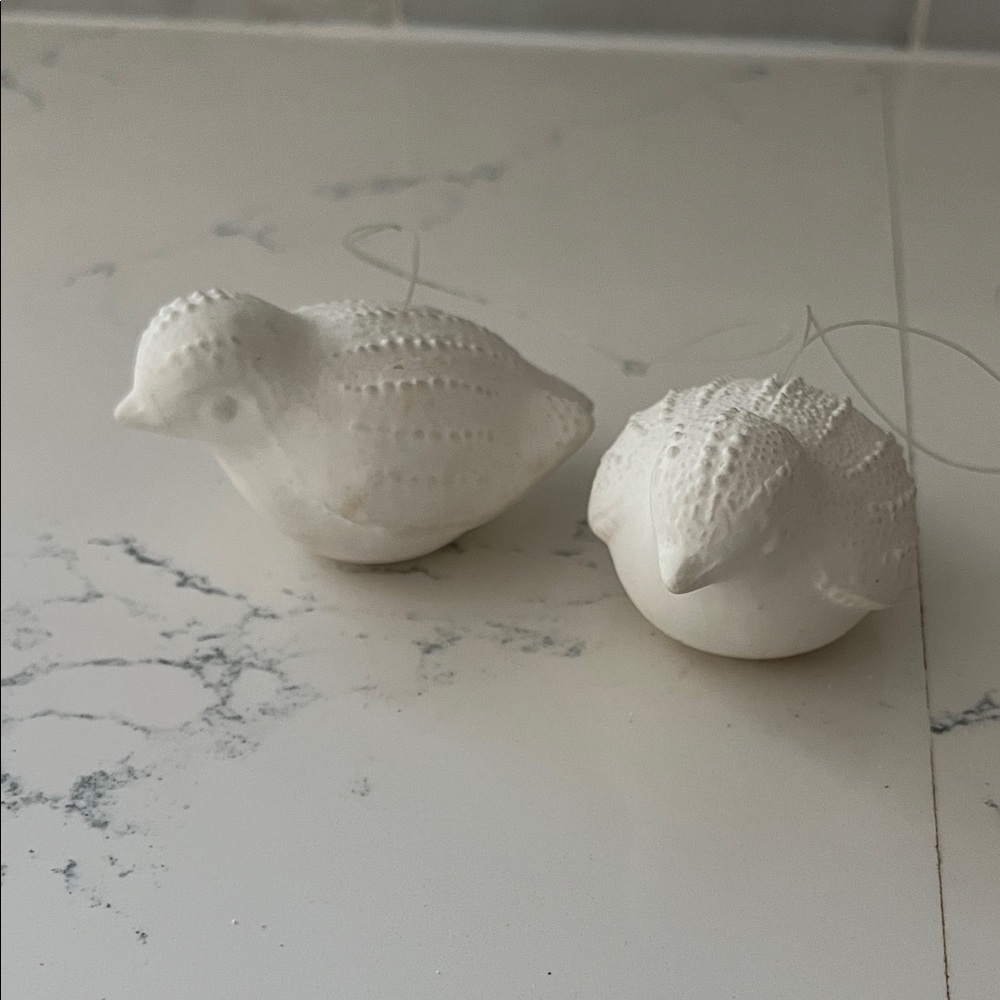 White Ceramic Bird Ornaments